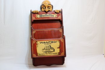 Vintage Wooden Bulletin Holder