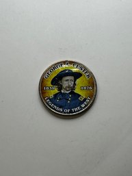 Colorized Kennedy Half Dollar George A. Custer