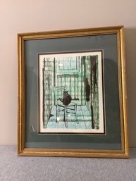 Pencil Signed Framed Black Cat Print