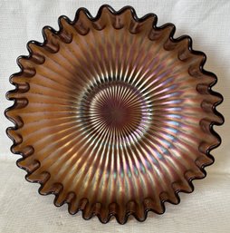 Early FENTON RUFFLED IRIDESCENT CARNIVAL GLASS BOWL- Excellent Condition