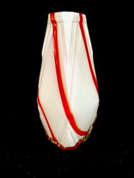 Hand-blown Cased Glass Red & White Bud Vase