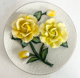 Brand New Franklin Mint The Yellow Roses Of Capodimonte Decorative Porcelain Plate - Limited Edition