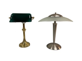 Lot Of Two Desk Lamps, Classic And Modern