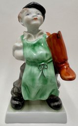 Vintage HEREND Authentic Cobbler Boy Hand Painted Porcelain Figurine #5493