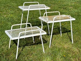 A Pair Of Fabulous Mid Century Modern Wrought Iron Nesting Tables