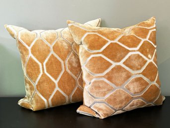 A Pair Of Luxe Velvet And Satin Down Accent Pillows