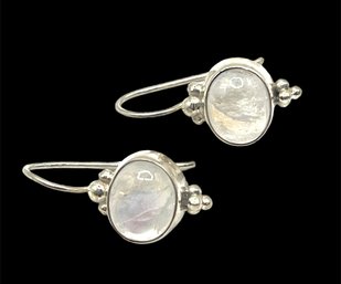 Vintage Sterling Silver Moonstone Style Ornate Earrings