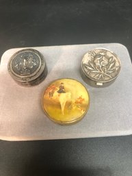 3 Vintage Pill Boxes - 1 Sterling