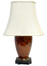 A Burl Wood Under Glass Lamp