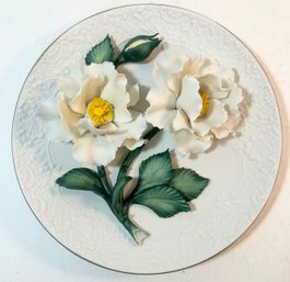 Brand New Franklin Mint The White Roses Of Capodimonte Porcelain Decorative Plate - Limited Edition