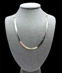 Vintage Italian Sterling Silver Thick Herringbone Necklace