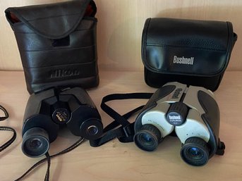 Bushnell Explorer 10x25 FOV 342ft At 1000yrds And Nikon 8x23 6.3 Binoculars