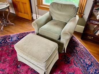 Miles Talbott Sage Green Upholstered Club Chair And Ottoman (1 Of 2)