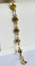 SIGNED CHILDS GOLD TONE LADYBUG BRACELET