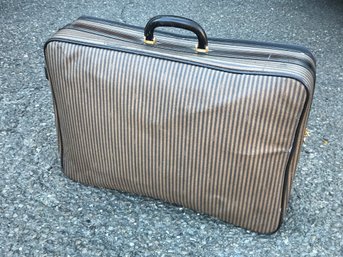 (2 Of 2) Fabulous Authentic FENDI Rolling Suitcase - Medium - Black / Gray Stripes - Black Quilted Interior