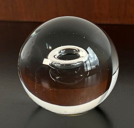 Vintage Controlled Bubble Ring Art Glass Paperweight