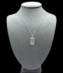 Vintage Italian Sterling Silver Chain With Engraved Pendant