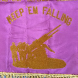 WWII Vintage 'Keep 'em Fallin' Antiaircraft Artillery Command Army Unit Silk Pillow Sham