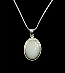 Beautiful Mexican Sterling Silver White Opal Stone Necklace