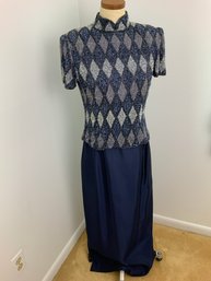 Adrianna Papell Beaded Silk Top With Skirt