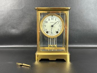 A Beautiful Antique Regulator Mantel Clock In Glass & Brass By Seth Thomas