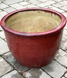 Large Red Glazed Ceramic Flower Pot