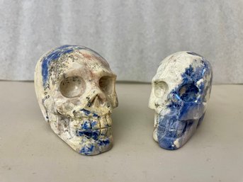 Pair Of Sodalite Skulls, 11.6oz & 15.1oz