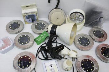 Mixed Lighting Lot With Solar Puck Driveway Lights, Etc.