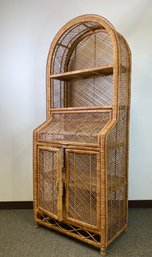 Vintage Boho Rattan Etagere Desk