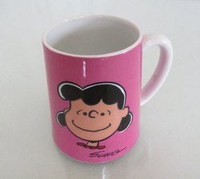 Vintage 1971 Lucy Peanuts By Schulz Pink Coffee Mug Cup W/Schmid Music Box