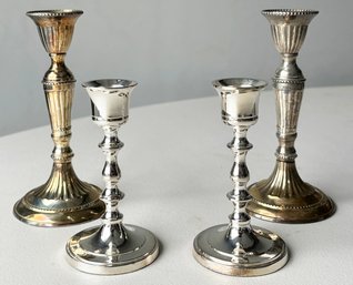 A Pair Of Silver Candlesticks - With Velvet Cases