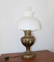 Antique Converted Brass Oil Lamp