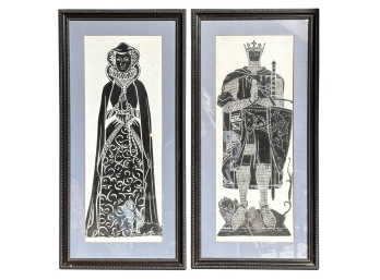 Vintage Knight & Lady Medieval Wood Engraving (Xylographic) Framed Prints