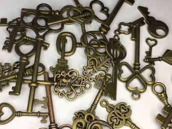 Lot  2 Of 2 - Group Lot Of Over 35 Antique Style Keys - Many Different Sizes And Styles - MANY Uses !!