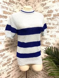 Vintage 2-tone Striped Blue Knit Sweater