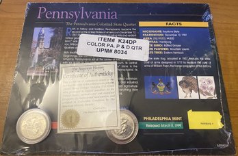 PENNSYLVANIA (PA) Colorized State Quarter Philadelphia & Denver Mint