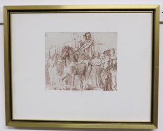 Han's Von Marees Exceptionally Well Framed Lithograph Known As Two Carriages And Women's Group.