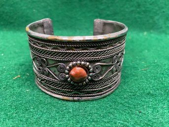 Vintage Berber Kabyle Bracelet Cuff With Stone.