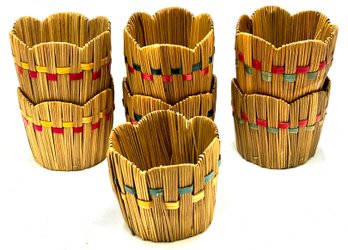 Vintage 1950's Rush Straw Coasters Cupholder
