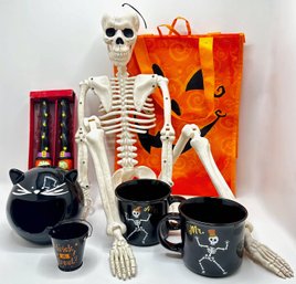 Halloween Skeleton, Cat Votive Holder, Candles, Mugs & Other Halloween Decor