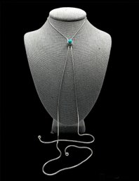 Gorgeous Milor Italian Sterling Silver Turquoise Color Smooth Adjustable Chain Necklace