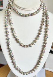 ANTIQUE WEDDING CAKE BEAD NECKLACE 55' LONG