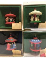 Five Hallmark Carousel Ornament - 4 New, 1 Out Of Box