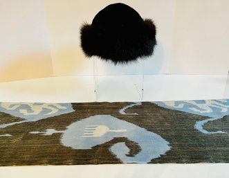 Fur Trim Trim Hat & Ikat Wool Featherwight Scarf