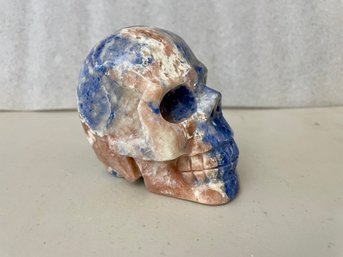 Sodalite With Fire Quartz Skull, 1 Lb 3.7oz