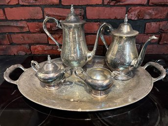 Lovely Vintage Silverplate Coffee Tea Set With Platter