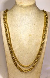 Vintage 1980s Gold Tone Double Strand Link Necklace 30' Long