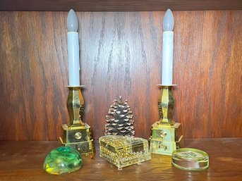 Glass Baubles And Faux Candle Decor