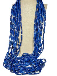 Super Elongated Multi Strand Blue Plastic Necklace By Chicos