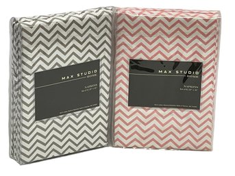 New! Two Sets Of 6 Each Max Studio Chevron Napkins